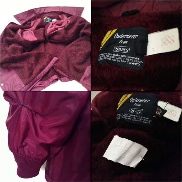 Vintage 70s Sears Outerwear Chore Coat Utility Jacket Unisex 3XLT Pockets Wine - Picture 6 of 10